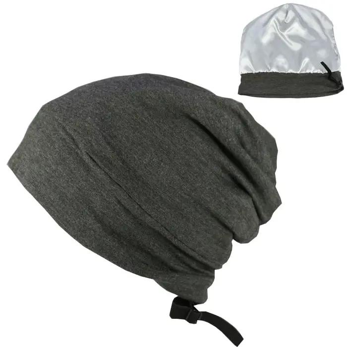 Bonnet de nuit en coton de bambou élastique doublé de satin pour hommes et femmes, bonnets injullies