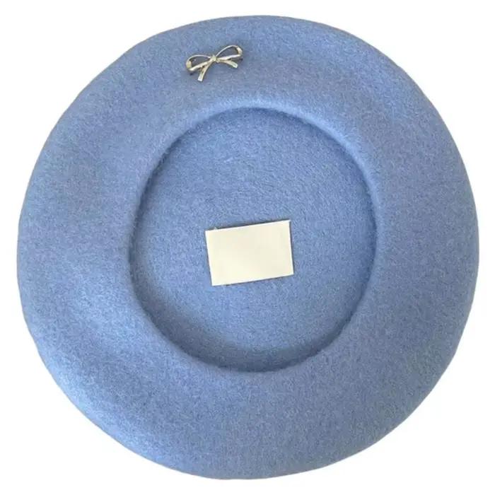 A52E Vintage Bowknot Hat Soft Warm Dome Chapeau Fille Girl Soight Party Caps Coadroises