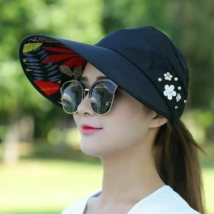 Chapeau de soleil ombre d'été mode femmes dames vacances d'été large bord pliable Anti-UV plage visi