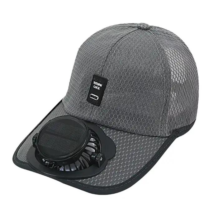 Casquette de baseball respirante anti-UV avec ventilateur solaire rechargeable par USB, chapeau de s