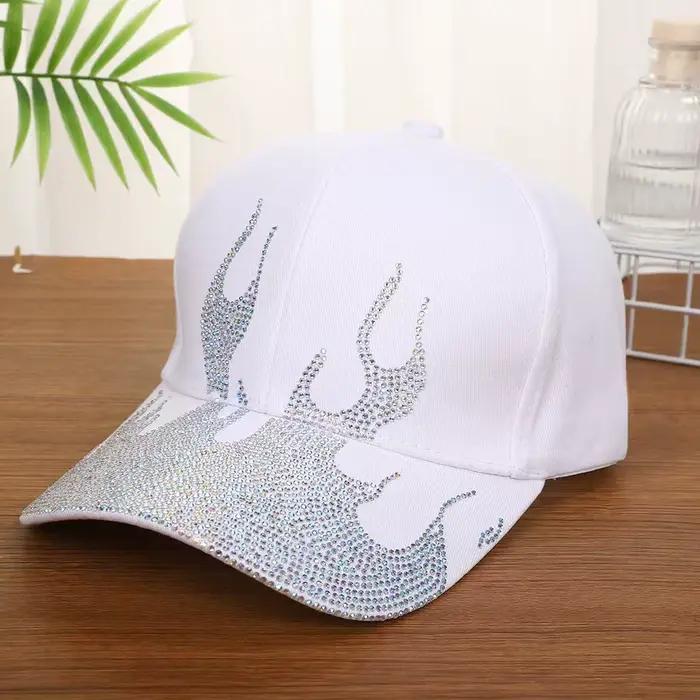 Casquette de baseball à strass – Chapeau tendance anti-UV avec détails en strass thermocollés