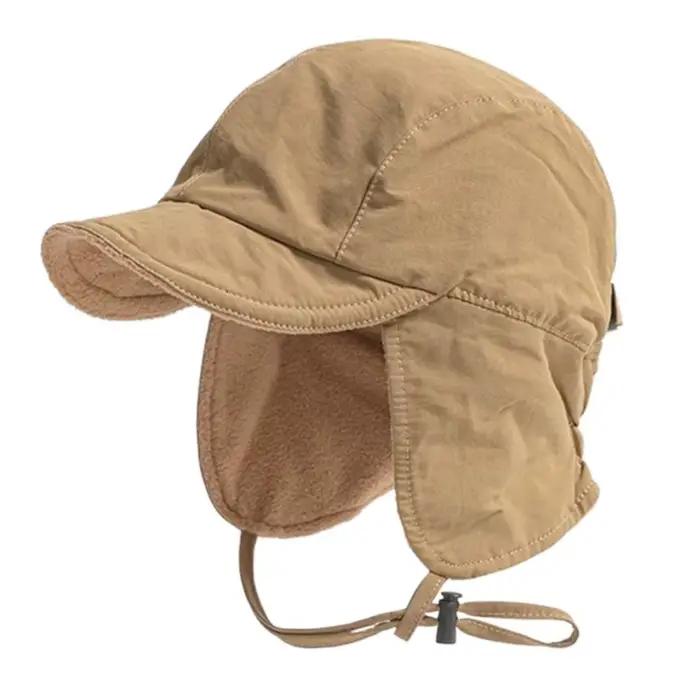 Chapeau de bombardier rétro japonais, coupe-vent, couleur unie, chapeau de pilote en velours, Protec