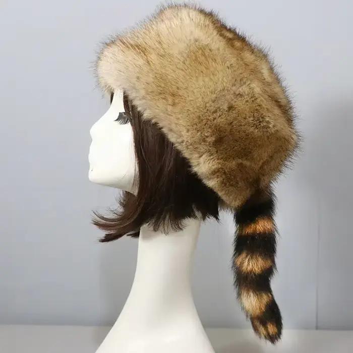 Style russe automne et hiver nouvelle mode chapeau haut-de-forme chaud épaissir peluche raton laveur