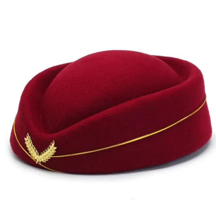 Chapeau d'hôtesse de l'air, chapeau de stewardesse, béret, casquette d'uniforme formelle pour femme,