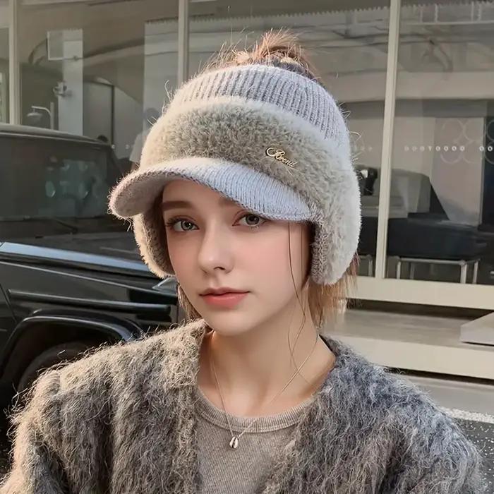 Chapeau d'hiver pour femmes, nouvelle mode, chaud, aile d'oreille, casquette tricotée, casquette de 