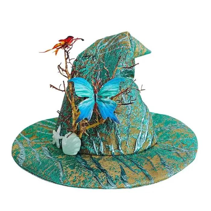 A52E chapeau pointu Design torsadé, taille tête réglable 56 59cm, bal costumé, déclaration mode dram