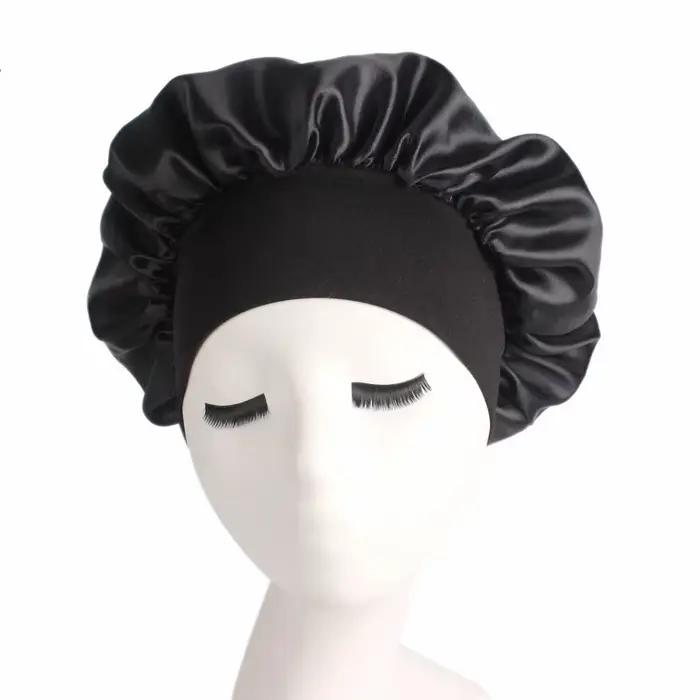 Bonnet de cheveux en Satin doux pour femmes, Bonnet de nuit soyeux, Double couche réglable, couvre-t