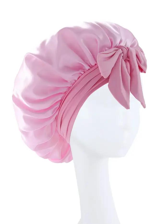 2026 nouveau Bonnet en soie dormir femmes Satin Bonnet cheveux nuit sommeil Bonnet cravate bande Cur