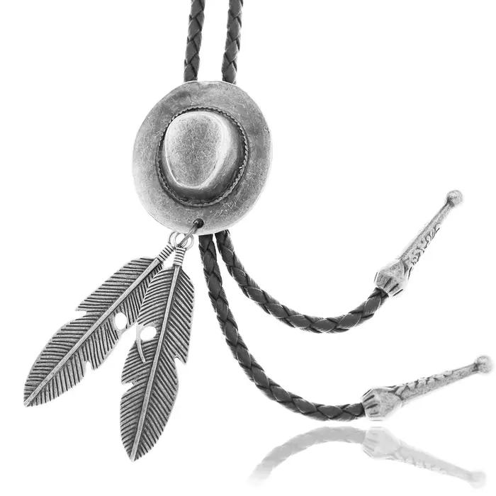Chapeau de Cowboy du Sud-Ouest pour Homme, Stetson Corss Gun Pistol, Rodeo Bolo Bow aught, Ktie de l