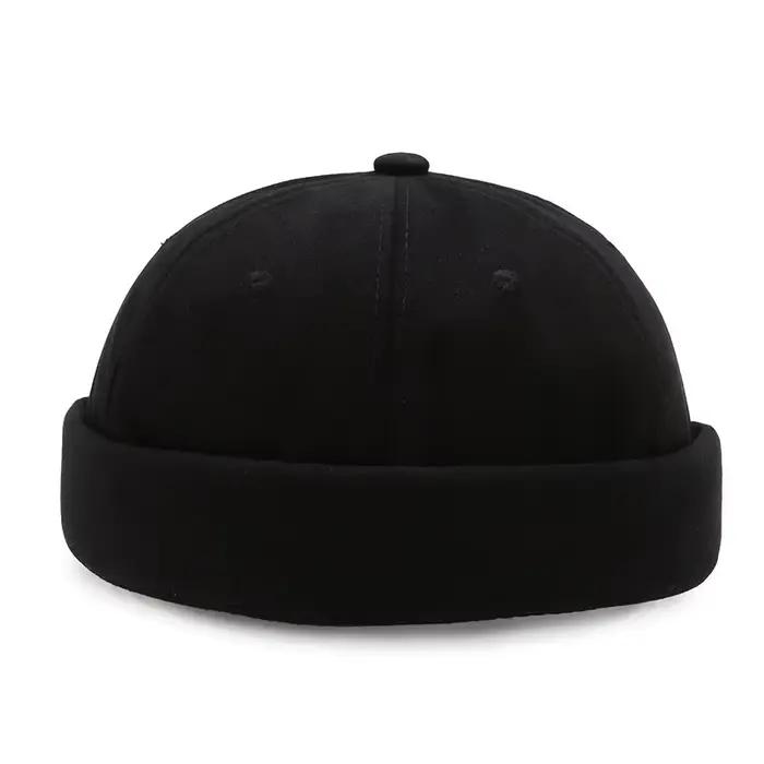 Vintage dôme chapeau Melon unisexe sans bords Bonnet couleur unie tendance Yuppies chapeau réglable 
