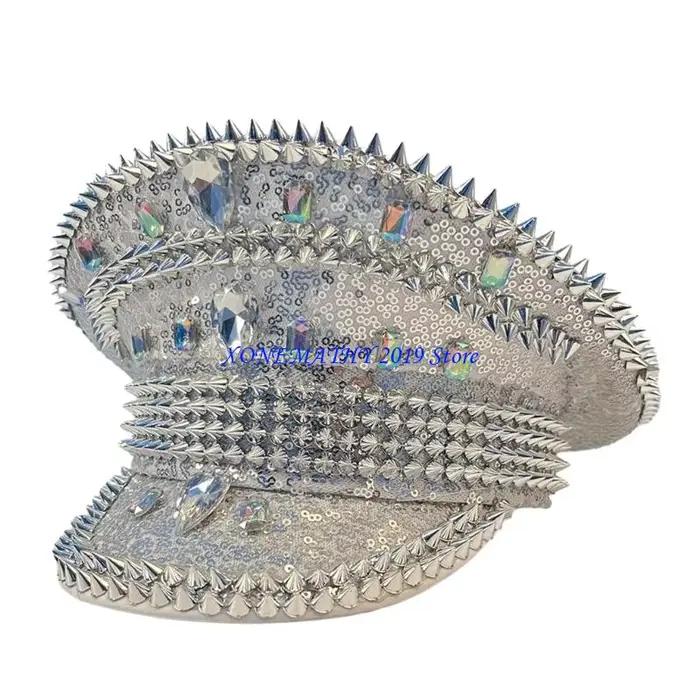 Chapeau à rivets pour femmes, à mode, pour Festivals musique, chapeau chapeau capitaine pour enterre