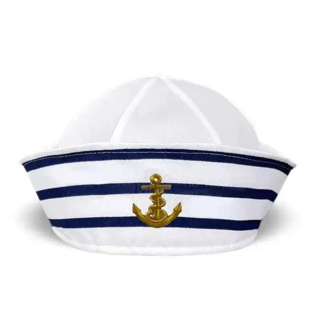 Ensemble 1 pièce : Chapeau de capitaine de yacht, casquette de marin, écharpe et costume de bateau p