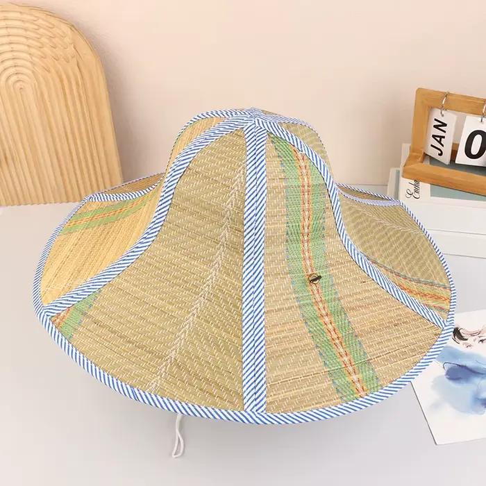 Nouveau chapeau de pêcheur en bambou et rotin chinois, rétro, fait main, en paille tressée, pour le 