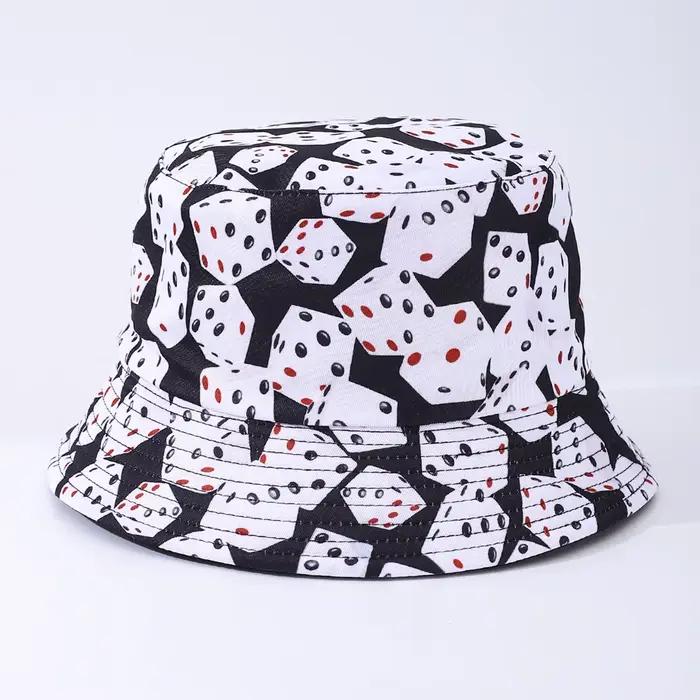 Chapeau de pêche à faces stylé et tendance, avec motif imprimé, double face, idéal pour les vacances