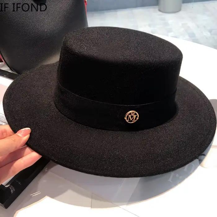 Fedora chapeaux pour femmes haut plat mode élégant melon robe casquettes Panama église mariage ruban