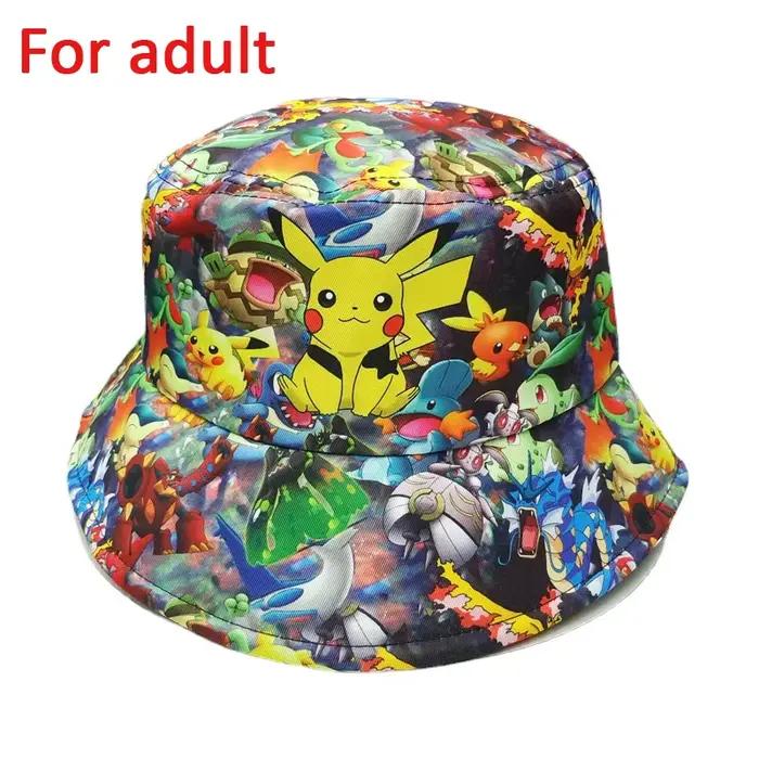 Pika seau chapeau Anime Panama été chapeau de soleil mignon seau pêcheur plage extérieur chapeau cas