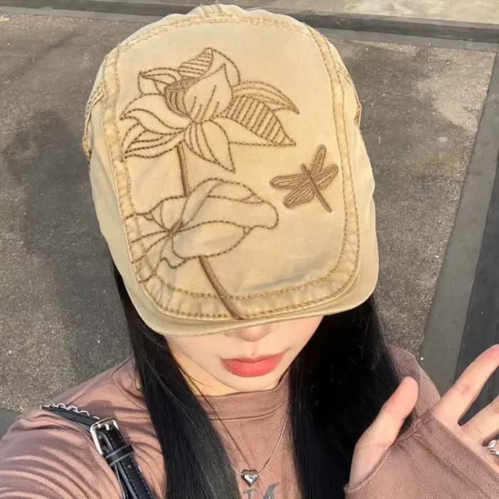 Chapeaux avant brodés Annie chinois rétro pour femmes et hommes, bérets de niche polyvalents, protec