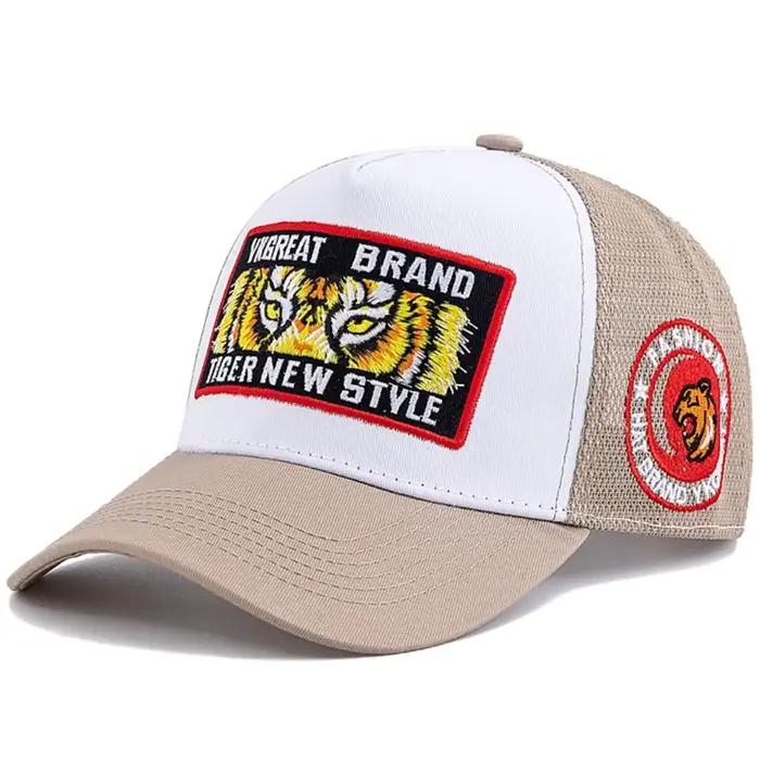 Nouvelle casquette de baseball unisexe brodée œil de tigre, chapeau de camionneur chic pour homme et