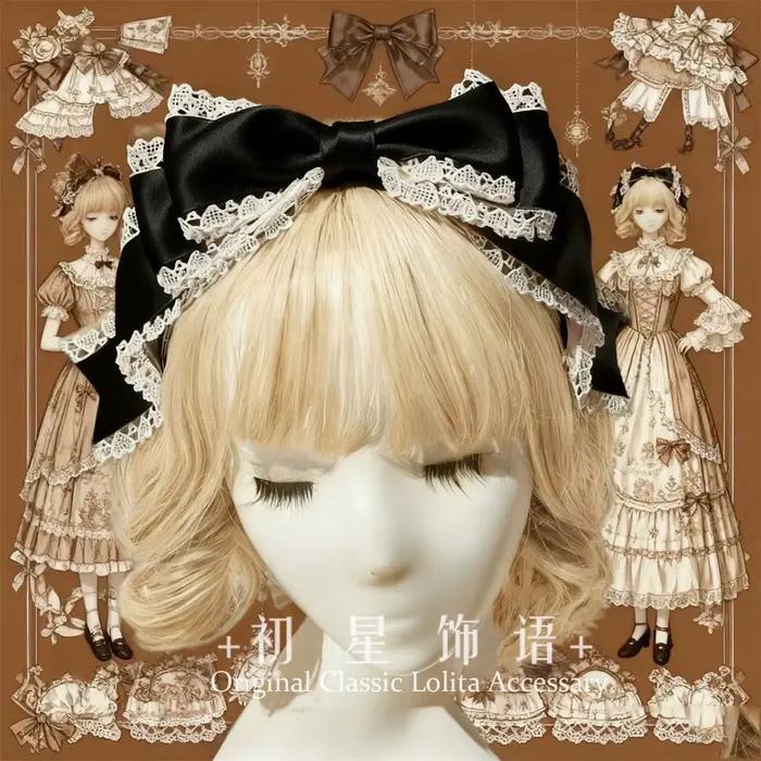 Bandeau Lolita Japonais Élégant à Grand Nœud, Bandeaux Multicolores, Épingle à Cheveux Style Classiq
