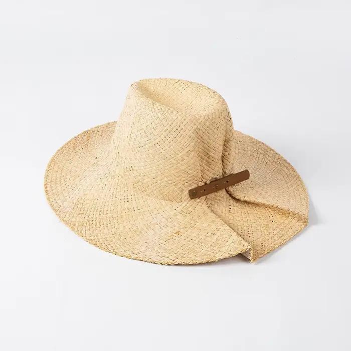 Chapeaux de paille en raphia pour hommes et femmes, chapeau large fait main, anderBeach Vintage Summ