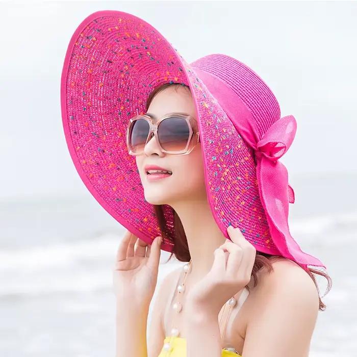Chapeau de Paille à Grand Bord pour Femme, Casquette anderà Large Bord, Pliable, Protection UV, Voya