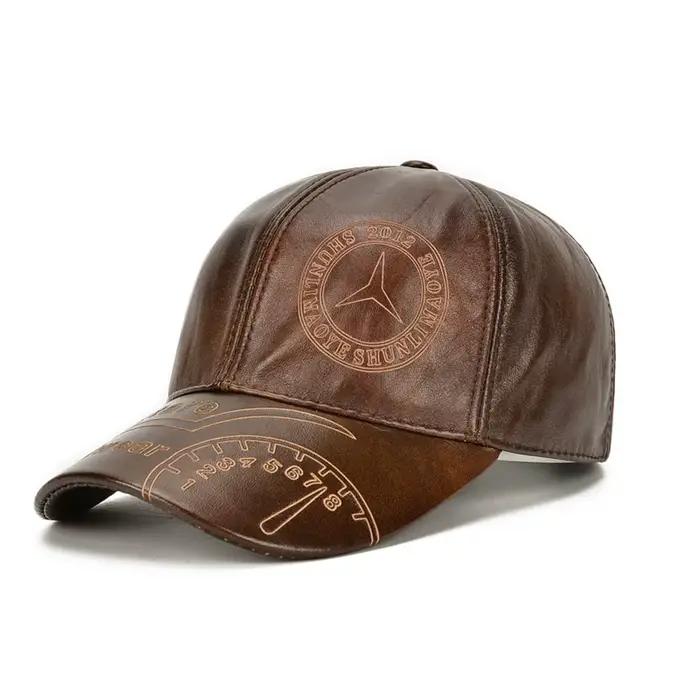 Casquette de Baseball en cuir de vache véritable pour homme, chapeau décontracté, Protection des ore