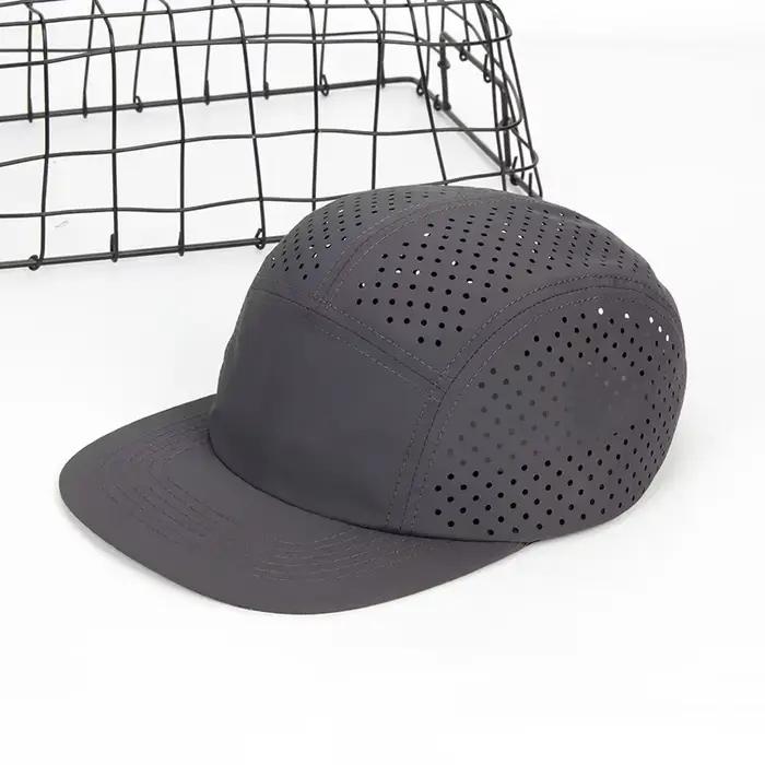 Casquette perforée à 5 panneaux pour hommes, légère, respirante, à séchage rapide, pour course à pie