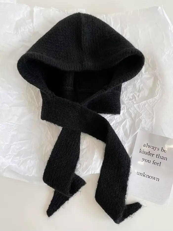 Bonnets tricotés pour hommes et femmes, chapeau chaud d'hiver unisexe à capuche, col de cou, écharpe