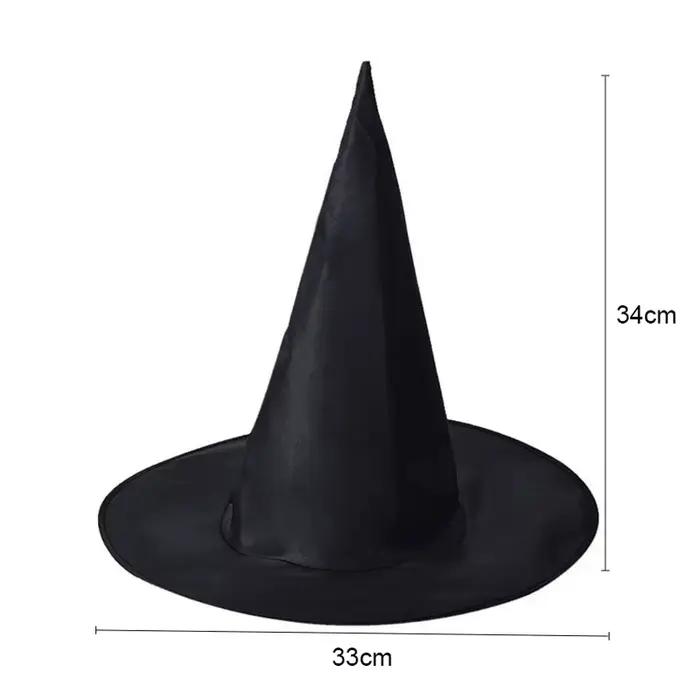 Chapeau de sorcière noir à bord pointu, pointe incurvée pour fête de mascarade d'halloween, accessoi