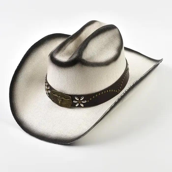 Chapeaux de Cowboy en paille de Style occidental, Vintage, à large bord, à la mode, robe fantaisie o