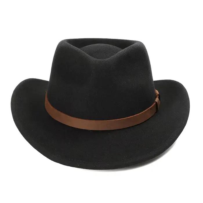 Chapeau de Cowboy 100% laine pour hommes, doux et écrasable, Fedora, hiver, extérieur, grande tête, 