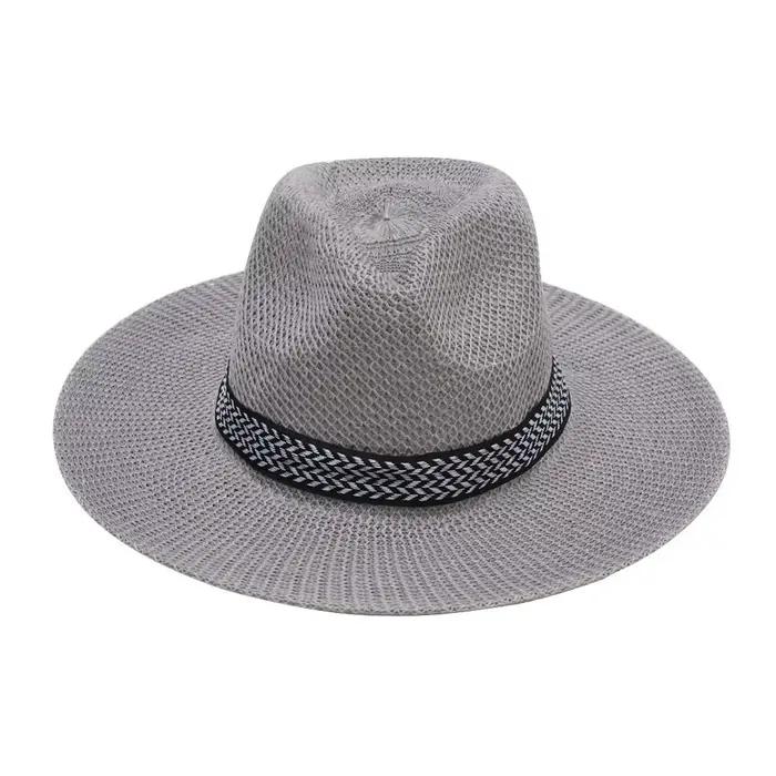 Chapeau de paille à large bord pour hommes et femmes, casquette de loisirs d'été, Fedora anderJazz, 