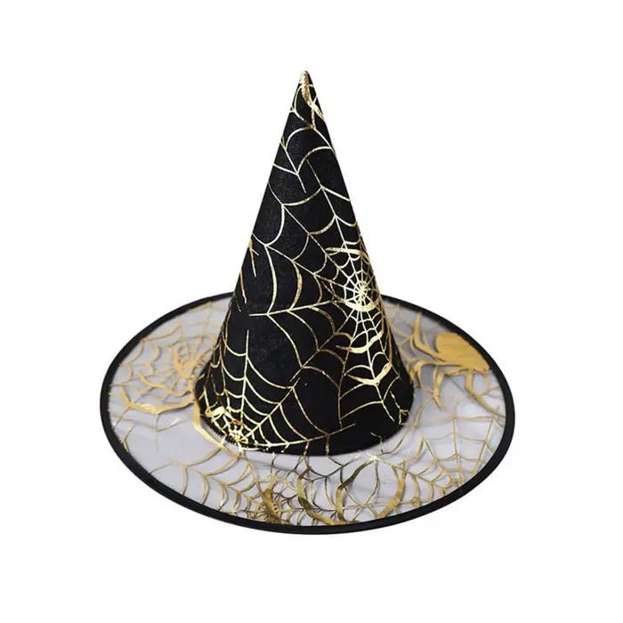 Chapeau de sorcière Vintage pour femmes, Costume d'halloween, chapeau en velours noir pour fête, Cos