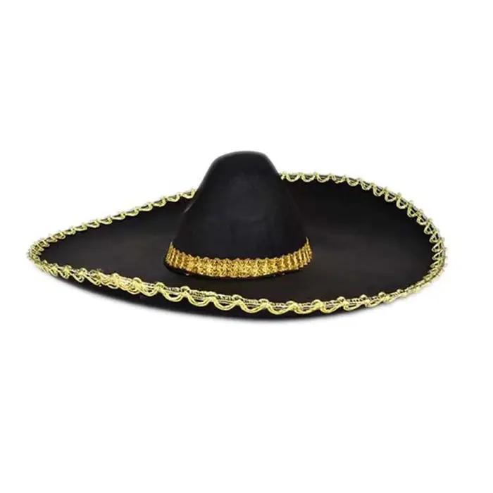 Chapeau Sombrero de style ethnique pour festivals, à bord roulé, respirant, chapeau mexicain, grand 