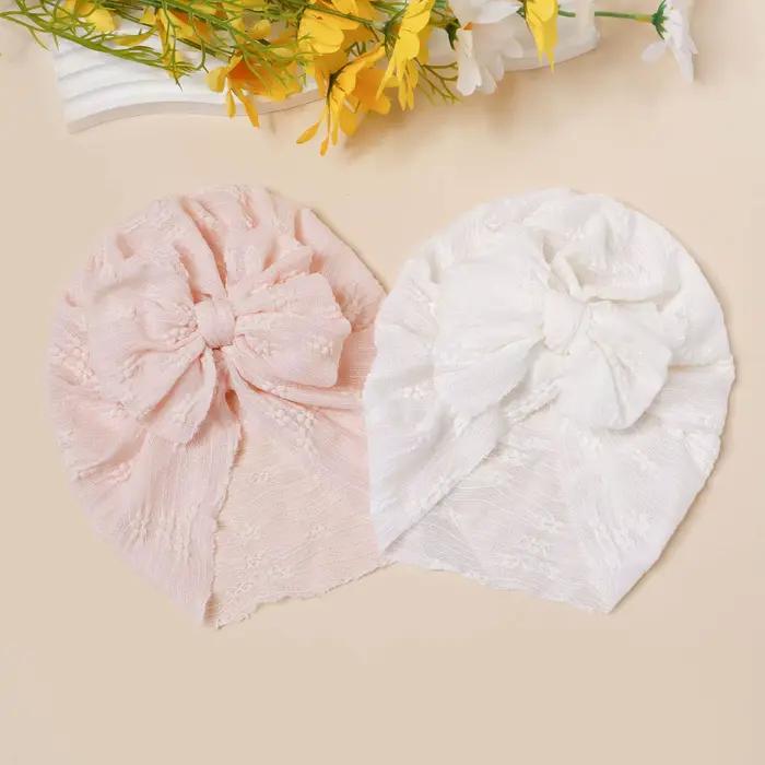 Chapeau en maille pour bébé, avec nœud, mignon, respirant, élastique, pour le printemps et l'été, do