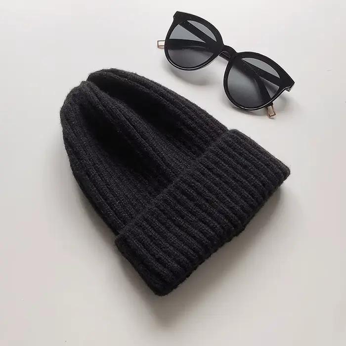 Hiver bébé Bonnet Simple couleur unie enfant en bas âge tricoté chapeau classique automne chaud enfa