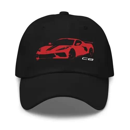 Casquette rouge C8 Torch – Casquette de baseball classique pour les fans de voitures de sport