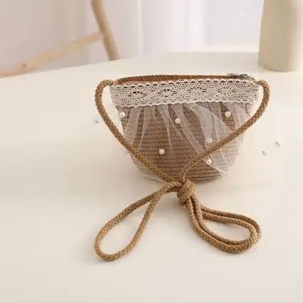 Chapeau de paille pour bébé fille de 3 à 6 ans, chapeaux de plage d'été avec nœud papillon et perles