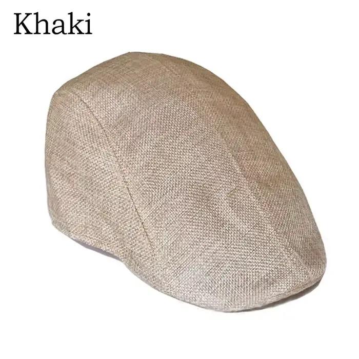 Bérets en lin pour hommes, casquette de Style britannique, chapeaux plats à la mode, classique, Vint