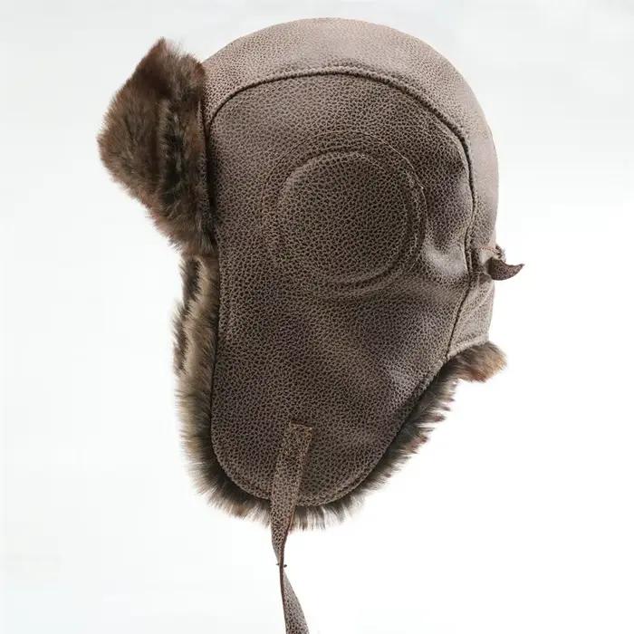 Chapeau de bombardier d'hiver pour hommes, avec lunettes, pour moto en plein air, coupe-vent, chaud,