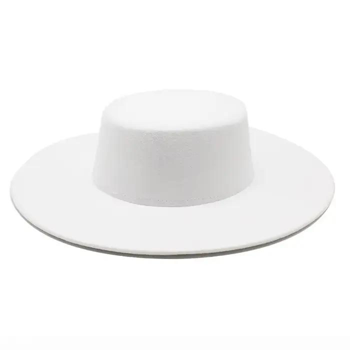 Chapeau français en feutre pour femme, grand bord large, Fedora, Derby en laine d'hiver, chapeaux de