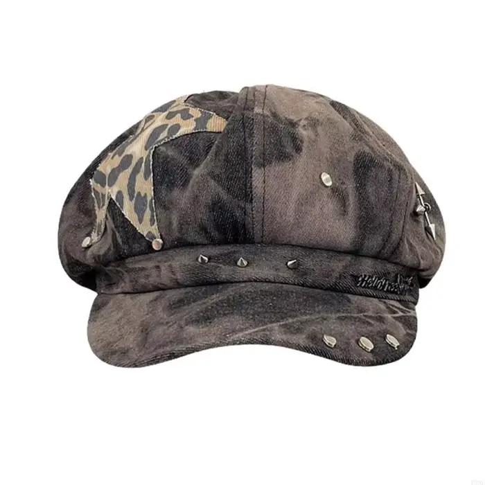 Béret imprimé léopard, chapeau peintre surdimensionné, béret boulanger, chapeau garçon pour promenad