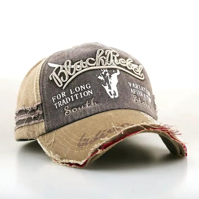 Chapeau de baseball à bordure rayée, dentelle 3D et motifs d'écritures en forme de tête de bœuf, sty