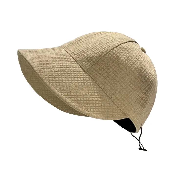 Chapeau Bob Pliable Uni en Toile Gaufrée, Chapeau de Pêcheur à Large Bord Anti-UV, Chapeau d'Été, Ca