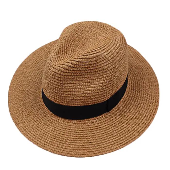 Chapeaux de soleil classiques d'été grande taille 55 cm pour hommes et femmes, chapeaux Panama, chap