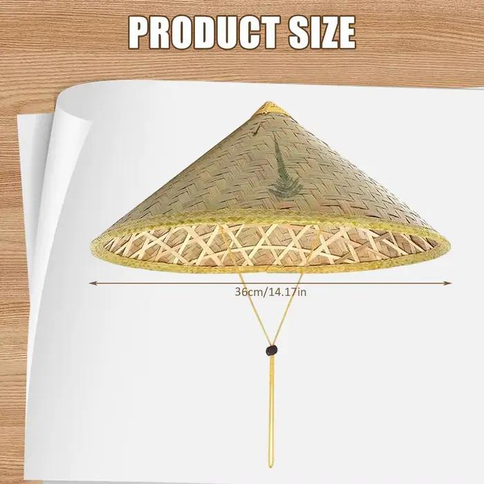 Chapeau de pêcheur rétro chinois en bambou et rotin, tressé à la main, en paille, style bob, pour le
