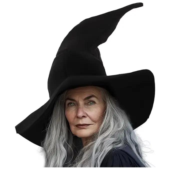 Chapeau de sorcière noir pour femme, chapeau gris de magicien, chapeau pointu avec araignée pour jeu