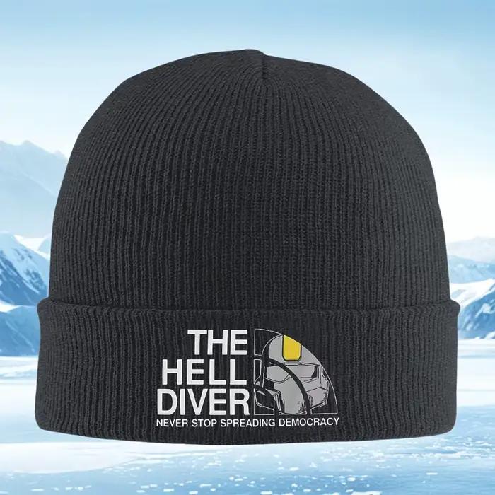 Helldiver casque épandeur démocratie jamais arrêter hommes femmes unisexe tricoté chapeau bonnet pul