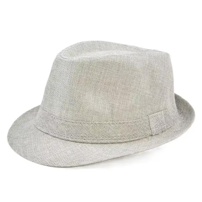 Chapeau Fedora en Lin à Manches Courtes pour Homme et Femme, Casquette Jazz Noire, Style Britannique