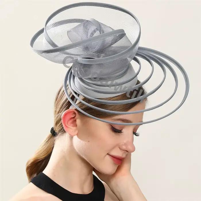 Élégant église fête Fascinator chapeau bandeau femmes dames Derby mariage casque maille chapellerie 